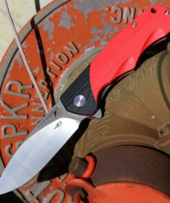 Bestech Airstream - Red / Blk G10 (3.9" D2 Two Tone Drop Point) BG47C