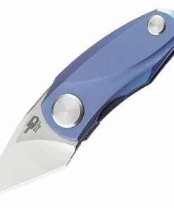 Boker Bestech Tulip Ball Lock 1912B, 1.25" Bohler M390 Kiridashi Blade, Blue Titanium Handle