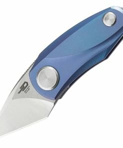 Boker Bestech Tulip Frame Lock 1913B, 1.25" Bohler M390 Kiridashi Blade, BlueTitanium Handle