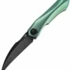 Bestech Knives Ivy BT2004E Flipper Knife, 3" S35VN Black Stonewashed Hawkbill Blade, Green Titanium Handles