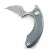 Bestech Knives Strelit BT2103I, 2.19" Damascus Reverse Hawkbill Plain Blade, Blue Stonewashed Titanuim Handles