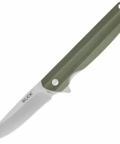 Buck Knives Langford 0251GRS, 3.375" 7Cr Stainless Steel Satin Drop Point Blade, Green G-10 Handle
