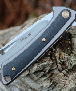 Buck Knives Buck 263 HiLine Flipper - Gray Aluminum and Blk G-10 (3.25" D2 Cleaver SW) -Buck Knives Sales BU263GYS.2 94133.1633448520