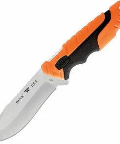Buck Knives Buck 658 Orange Pursuit Pro Small Drop Point Fixed Blade, 3.75" S35VN Satin Drop Point Blade, Black & Orange Glass Filled Nylon Handle