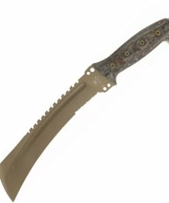 Buck Knives Buck Talon Machete Tan, 10" Desert Tan Partially Serrated, 5160 Carbon Steel Sawback Blade, Camo Linen Micarta Handle