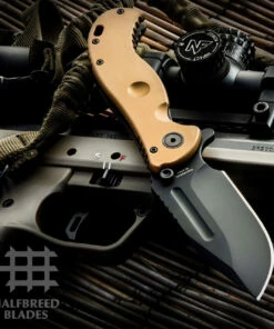 Halfbreed Blades Halfbreed Large Bush Folder - Dark Earth Ti (4.13" S35VN Black) LBF-01DE