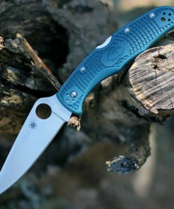 Spyderco Knives Spyderco Endura K390 Lightweight C10FPK390, 3.8" K390 Steel Plain Blade, Blue FRN Handle.
