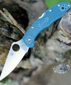 Spyderco Knives Spyderco Delica K390 Lightweight C11FPK390, 2.90" K390 Steel Plain Blade, Blue FRN Handle