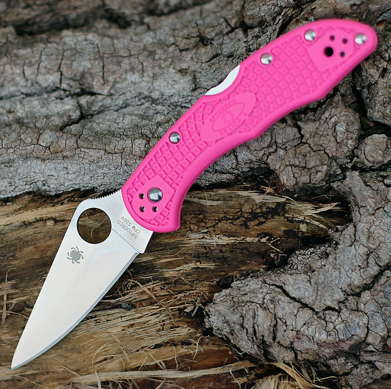 Spyderco Knives Spyderco Delica 4 FRN Pink C11FPPNS30V, 2.90" CPM S30V Satin Plain Blade, Pink FRN Handle 1 Spyderco Knives Spyderco Delica 4 FRN Pink C11FPPNS30V, 2.90" CPM S30V Satin Plain Blade, Pink FRN Handle