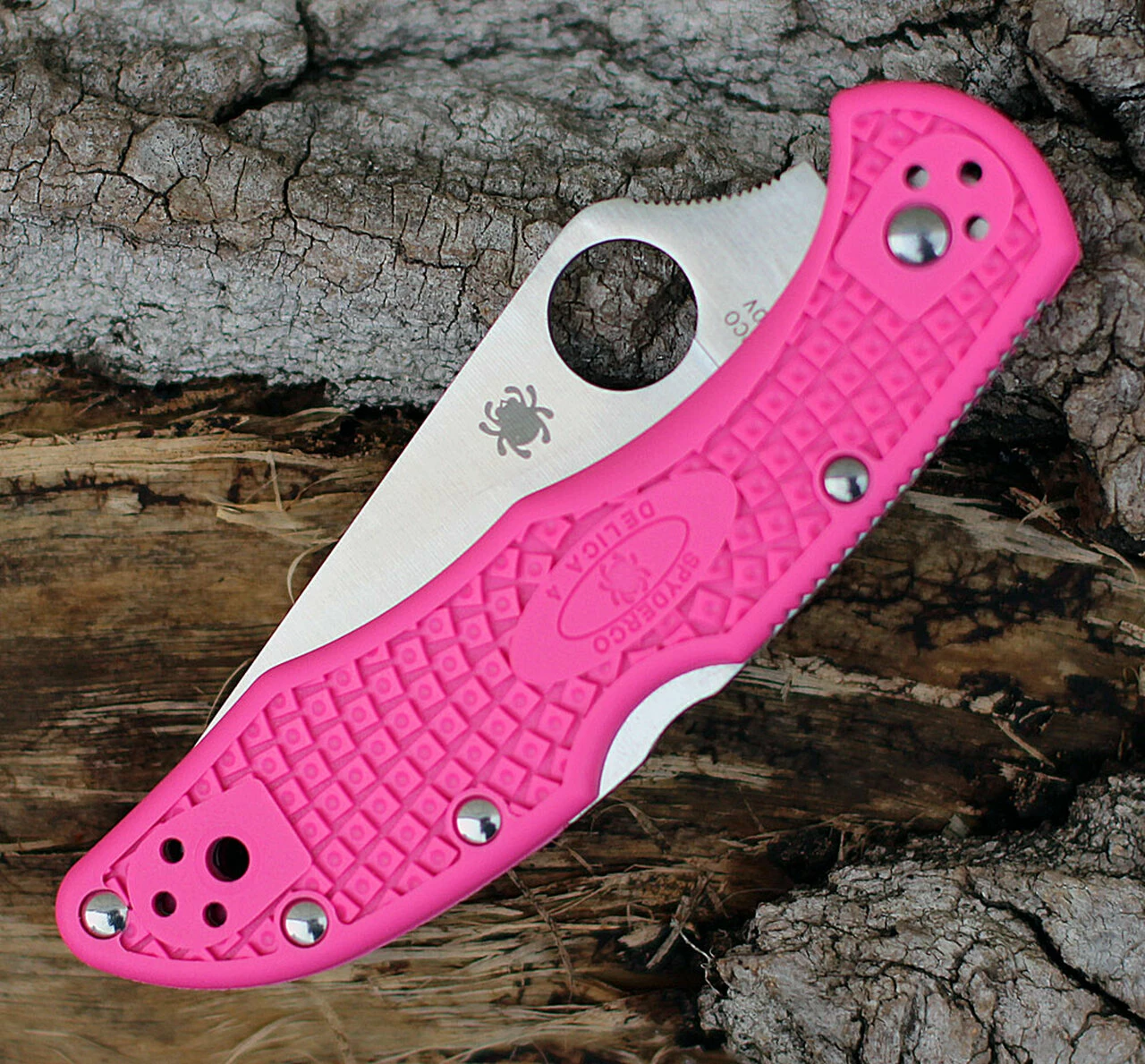 Spyderco Knives Spyderco Delica 4 FRN Pink C11FPPNS30V, 2.90" CPM S30V Satin Plain Blade, Pink FRN Handle 4 Spyderco Knives Spyderco Delica 4 FRN Pink C11FPPNS30V, 2.90" CPM S30V Satin Plain Blade, Pink FRN Handle - Image 4