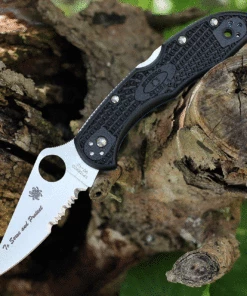 Spyderco Knives Spyderco Delica Thin Blue Line 2.90" Satin Black FRN C11FBKBL