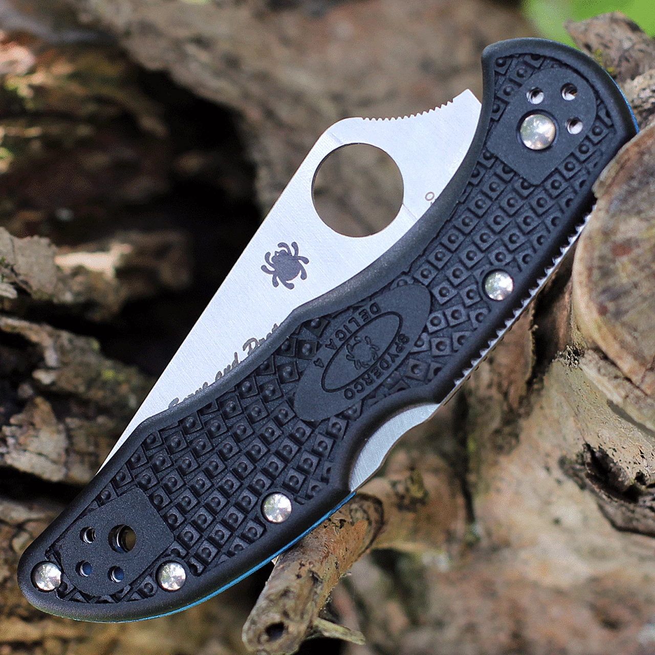 Spyderco Knives Spyderco Delica Thin Blue Line 2.90" Satin Black FRN C11FBKBL 5 Spyderco Knives Spyderco Delica Thin Blue Line 2.90" Satin Black FRN C11FBKBL - Image 5