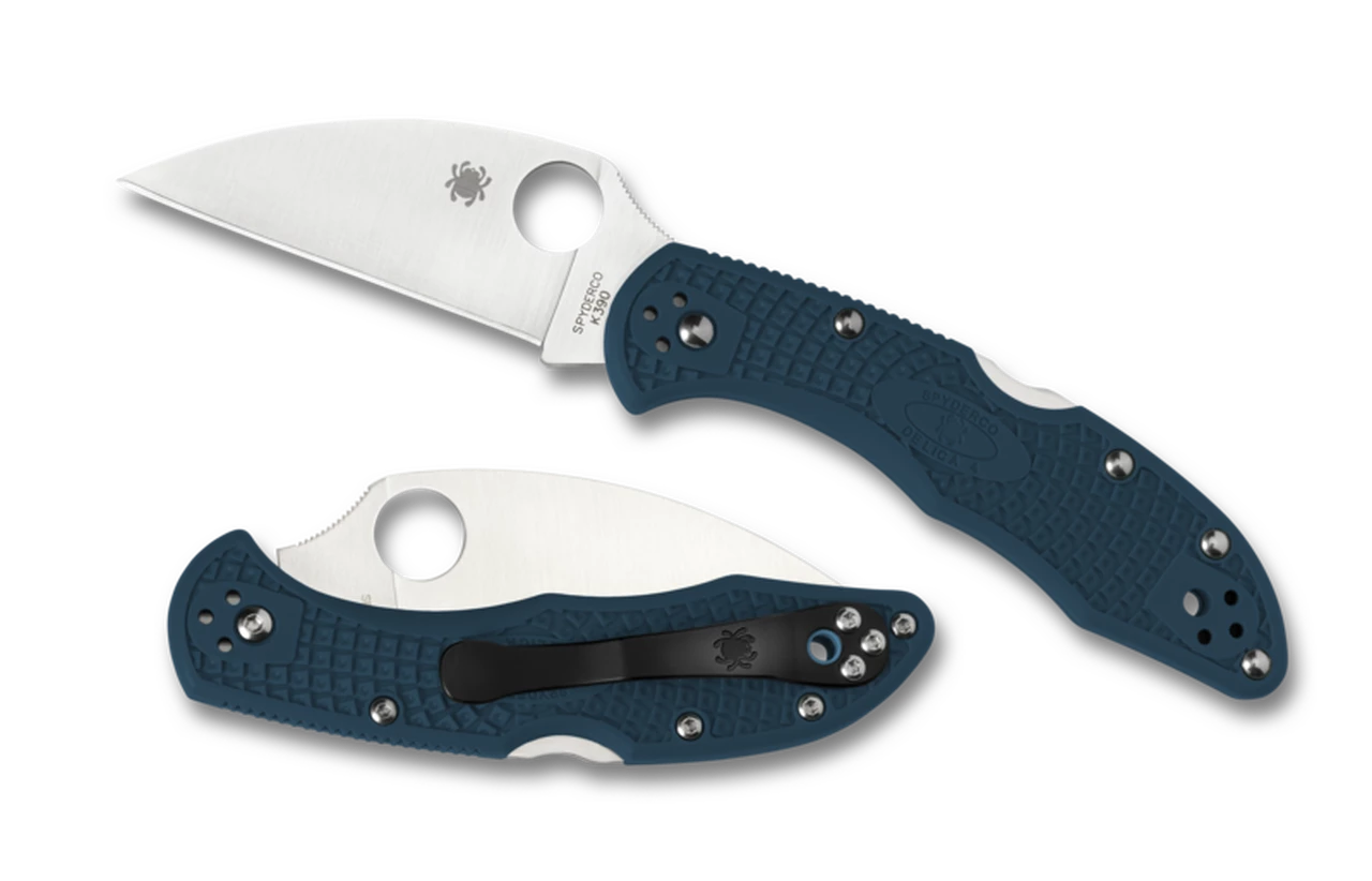 Spyderco Knives Spyderco Delica 4 Wharncliffe C11FPWK390, 2.87" K390 Satin Plain Blade, Blue FRN Handle 1 Spyderco Knives Spyderco Delica 4 Wharncliffe C11FPWK390, 2.87" K390 Satin Plain Blade, Blue FRN Handle