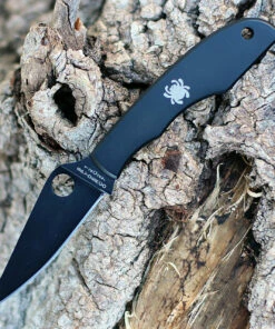 Spyderco Knives Spyderco Grasshopper C138BKP, 2.27" Black Sandvick 12C27 Plain Bl;ade, Black Coating Stainless Handle