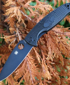 Spyderco Knives Spyderco Resilience Lightweight Black C142PBBK, 4.20" 8Cr13MoV Black Plain Blade, Black FRN handle