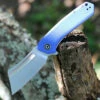 CIVIVI Knives CIVIVI Mini Bullmastiff C2004B, 2.97" 9Cr18MoV Stonewashed Cleaver Plain Blade, Blue G-10 Handles