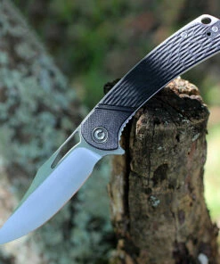 CIVIVI Knives CIVIVI Dogma Linerlock C2005D, 3.46" D2 Satin Plain Blade, Black G10 Handles