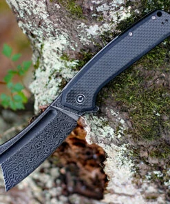 CIVIVI Knives CIVIVI Bullmastiff C2006DS-1, 3.83" Damascus Cleaver Blade, Black G-10 Handles w/Twill Carbon Fiber Overlay