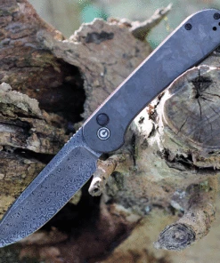 CIVIVI Knives CIVIVI Button Lock Elementum - Black Marble CF (3.47" Damascus) C2103DS-3