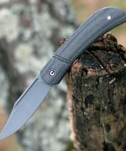 CIVIVI Knives Civivi Appalachian Drifter Slip Joint C2015C, 2.96" Gray Stonewash S35VN Plain Blade, Dark Green Micarta Handle