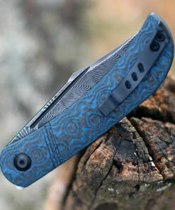 CIVIVI Knives Civivi Appalachian Drifter Slip Joint C2015DS-2, 2.96" Black Hand Rubbed Damascus Blade, Layered Blue G10 w/Rose Pattern Carbon Fiber Handle -Buck Knives Sales C2015DS2.2 89163.1607008786