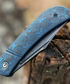 CIVIVI Knives Civivi Appalachian Drifter Slip Joint C2015DS-2, 2.96" Black Hand Rubbed Damascus Blade, Layered Blue G10 w/Rose Pattern Carbon Fiber Handle -Buck Knives Sales C2015DS2.3 81421.1607008786