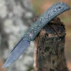 CIVIVI Knives Civivi Appalachian Drifter Slip Joint C2015DS-3, 2.96" Black Hand Rubbed Damascus Blade, Layered Yellow G10 w/Rose Pattern Carbon Fiber Handle