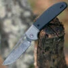 CIVIVI Knives CIVIVI Trailblazer C2018DS-1, 2.97" Black Hand Rubbed Damascus Drop Point Blade, Twill Carbon Fiber Over Black G-10 Handle w/ Gray Stainless Steel Bolster
