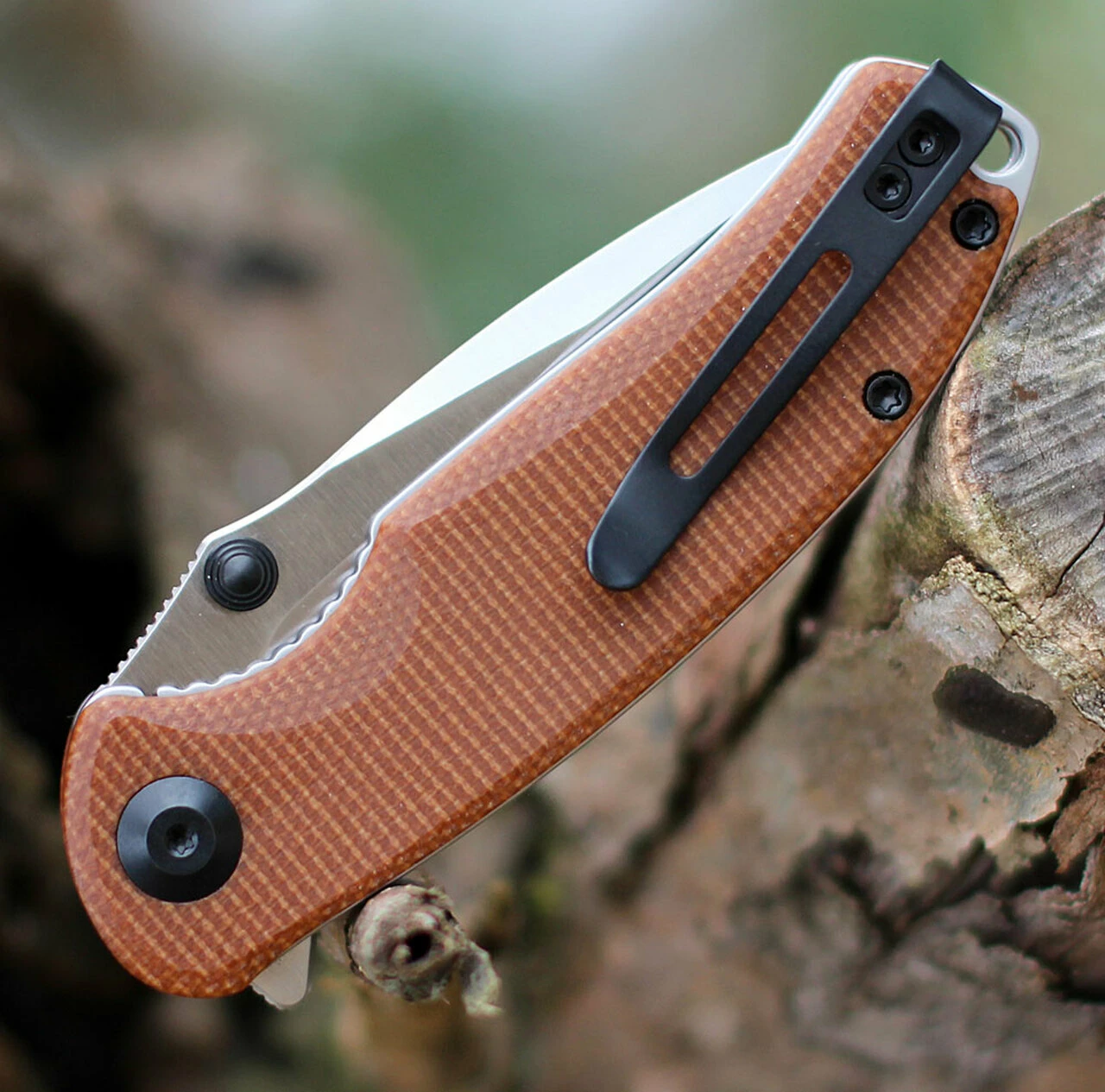 CIVIVI Knives CIVIVI Pintail C2020A, 2.98" CPM S35VN Satin Drop Point Plain Blade, Brown Micarta Handles 4 CIVIVI Knives CIVIVI Pintail C2020A, 2.98" CPM S35VN Satin Drop Point Plain Blade, Brown Micarta Handles - Image 4