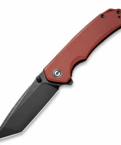 CIVIVI Knives CIVIVI Brazen Linerlock Knife C2023B, 3.5" D2 Black Stonewashed Tanto Blade, Burgundy G-10 Handle