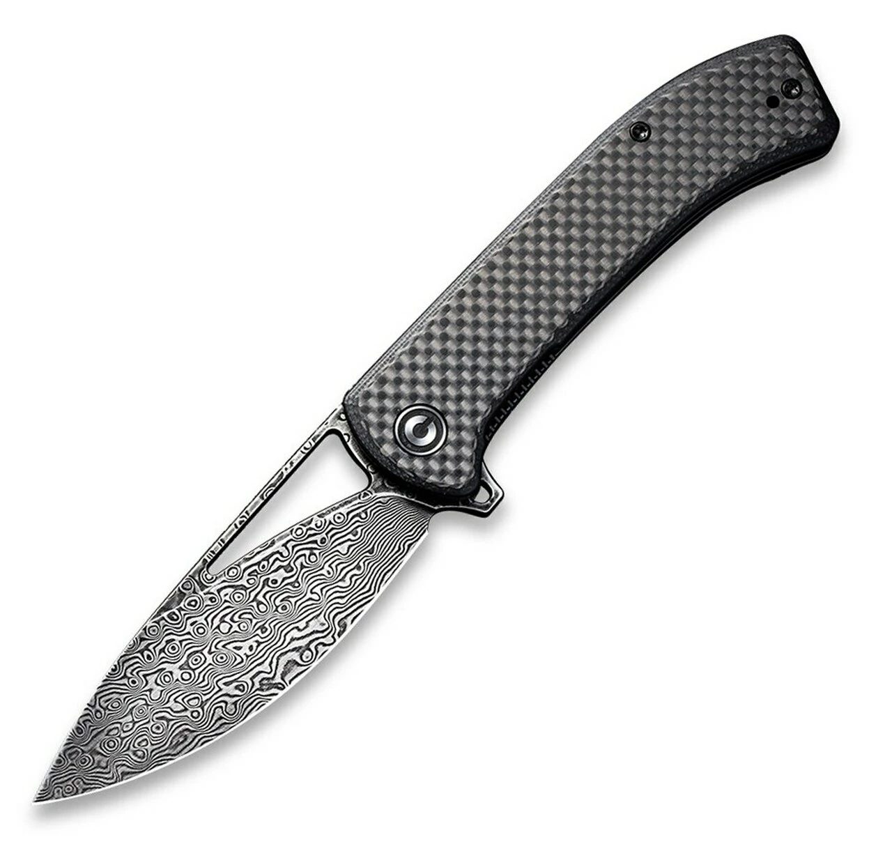 CIVIVI Knives CIVIVI Riffle Flipper Knife C2024DS-1, 3.46" Black Hand Rubbed Damascus Drop Point Blade, Black G-10 Handles w/Dark Twill Carbon Fiber Overlay 1 CIVIVI Knives CIVIVI Riffle Flipper Knife C2024DS-1, 3.46" Black Hand Rubbed Damascus Drop Point Blade, Black G-10 Handles w/Dark Twill Carbon Fiber Overlay