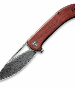 CIVIVI Knives CIVIVI Riffle Flipper Knife C2024DS-2, 3.46" Black Hand Rubbed Damascus Drop Point Blade, Dark Sandalwood Handles