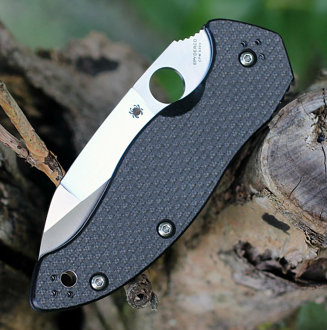 Spyderco Knives Spyderco Canis C248CF, 3.43" CPM S30V Satin Plain Blade, Carbon Fiber/G-10 Laminate Handle 3 Spyderco Knives Spyderco Canis C248CF, 3.43" CPM S30V Satin Plain Blade, Carbon Fiber/G-10 Laminate Handle - Image 3