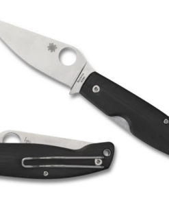 Spyderco Knives Spyderco Pattadese C257GP, 3.16" M390 Satin Plain Blade, Black G-10 Handle