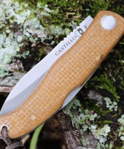 Castillo Knives Muralla Folding Lockback, C2WBM, 3.5" Sandvik 14C28N Plain Blade, Wheat Brown Micarta Handle -Buck Knives Sales C2WBM.2 67010.1636050241