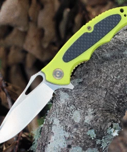 CIVIVI Knives CIVIVI Shard C806A, 2.95" D2 Satin Drop Point Plain Blade, Fluorescent Green G-10 Handles w/ Carbon Fiber Overlay