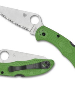 Spyderco Knives Spyderco Salt 2 C88FSGR2, 3.00" Satin LC200N Serrated Blade, Green FRN Handle