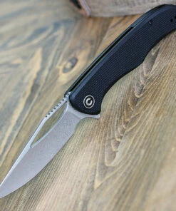 CIVIVI Knives CIVIVI Shredder C912DS, 3.7” Damascus Clip Point Plain Blade, Black Coarse G-10 Handles