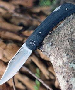 CIVIVI Knives CIVIVI Rustic Gent C914D, 2.97" D2 Satin Clip Point Blade, Black Micarta Handle w/ Carbon Fiber Bolster