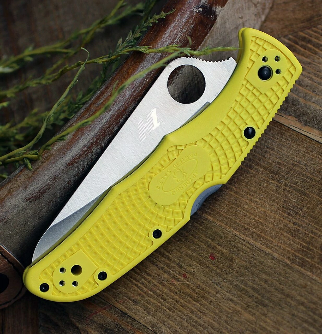Spyderco Knives Spyderco Pacific Salt 2 C91SYL2, 3.78" H-1 Steel Satin Serrated Blade, Yellow FRN Handle 3 Spyderco Knives Spyderco Pacific Salt 2 C91SYL2, 3.78" H-1 Steel Satin Serrated Blade, Yellow FRN Handle - Image 3