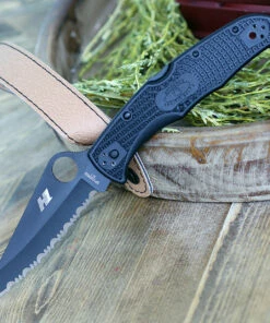 Spyderco Knives Spyderco Pacific Salt 2 C91SBBK2, 3.78" H1 Steel Black Serrated Blade, Black FRN Handle