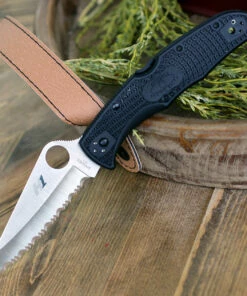 Spyderco Knives Spyderco Pacific Salt 2 C91SBK2, 3.78" H1 Steel Satin Serrated Blade, Black FRN Handle