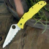 Spyderco Knives Spyderco Pacific Salt 2 C91SYL2, 3.78" H-1 Steel Satin Serrated Blade, Yellow FRN Handle