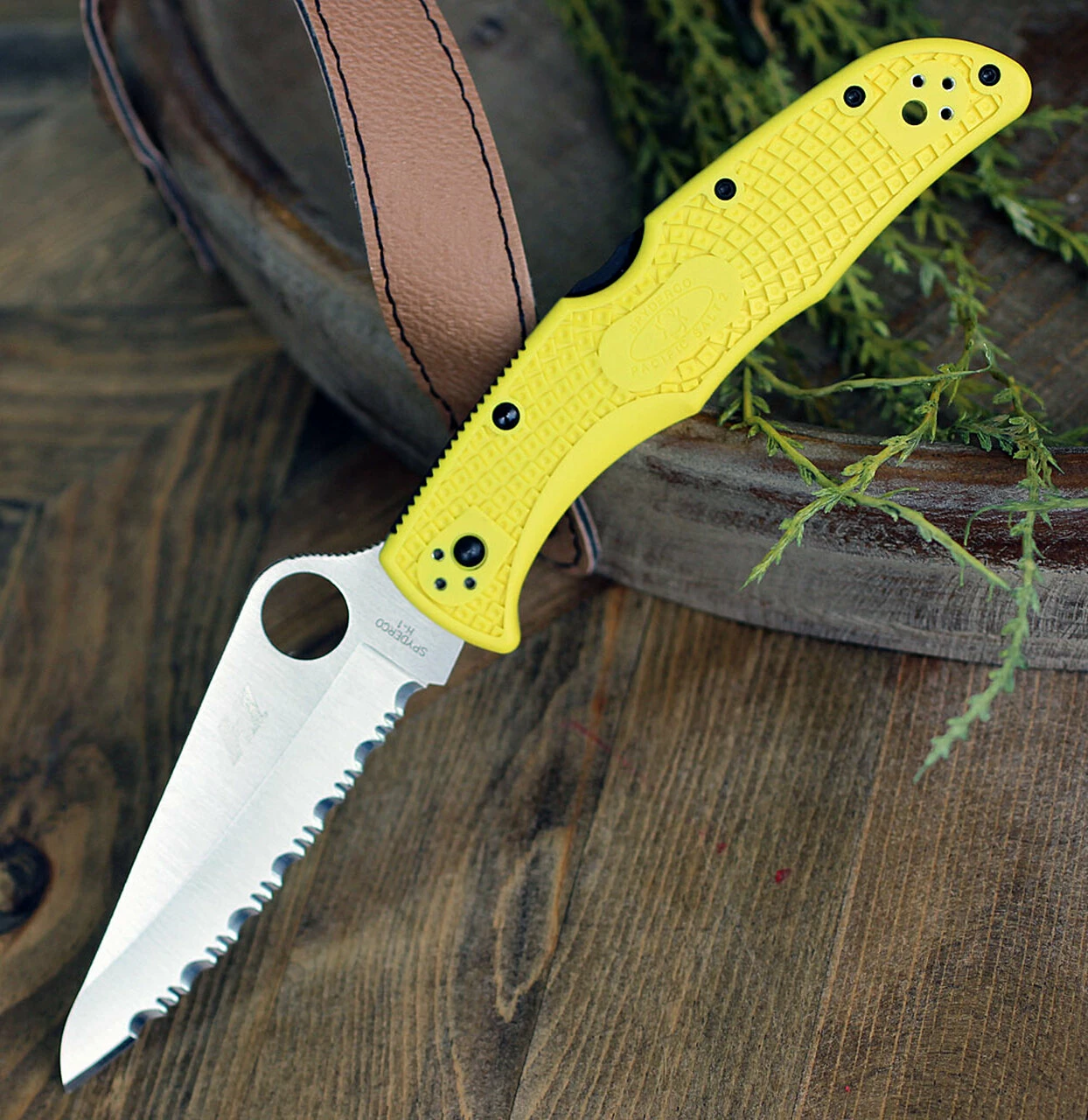 Spyderco Knives Spyderco Pacific Salt 2 C91SYL2, 3.78" H-1 Steel Satin Serrated Blade, Yellow FRN Handle 1 Spyderco Knives Spyderco Pacific Salt 2 C91SYL2, 3.78" H-1 Steel Satin Serrated Blade, Yellow FRN Handle