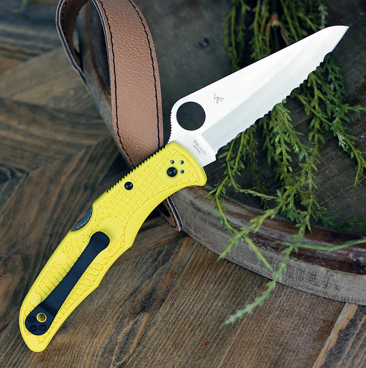 Spyderco Knives Spyderco Pacific Salt 2 C91SYL2, 3.78" H-1 Steel Satin Serrated Blade, Yellow FRN Handle 2 Spyderco Knives Spyderco Pacific Salt 2 C91SYL2, 3.78" H-1 Steel Satin Serrated Blade, Yellow FRN Handle - Image 2