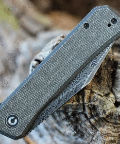 CIVIVI Knives CIVIVI Relic Flipper w/Tweezers - Green Micarta (3.5" Damascus) C20077B-DS1 -Buck Knives Sales CIVC20077BDS1.2 82429.1635868824