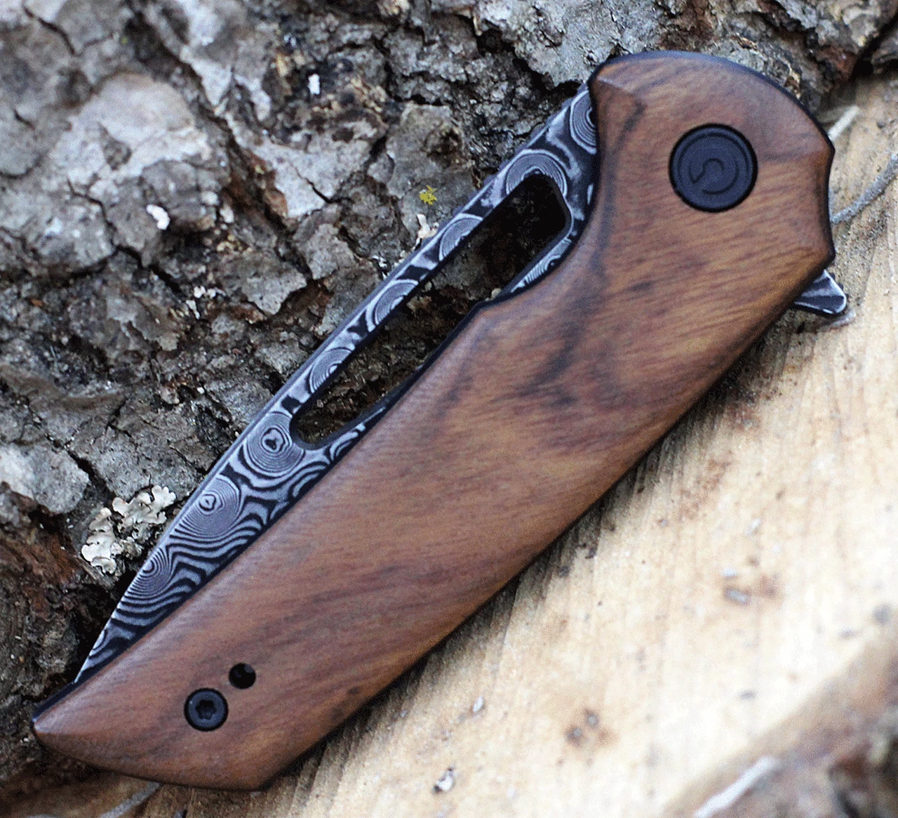 CIVIVI Knives CIVIVI Odium C2010DS-1, 2.65" Damascus Drop Point Blade, Cuibourtia Wood Handles 3 CIVIVI Knives CIVIVI Odium C2010DS-1, 2.65" Damascus Drop Point Blade, Cuibourtia Wood Handles - Image 3