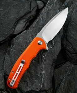 CIVIVI Knives CIVIVI Praxis C803D, 3.75” 9Cr18MoV Satin Drop Point Plain Blade, Orange G-10 Handles -Buck Knives Sales CIVC803D.1 32346.1621951321