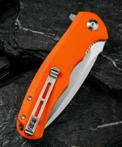 CIVIVI Knives CIVIVI Praxis C803D, 3.75” 9Cr18MoV Satin Drop Point Plain Blade, Orange G-10 Handles -Buck Knives Sales CIVC803D.3 77602.1621951321