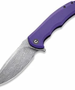 CIVIVI Knives CIVIVI Praxis C803DS-2, 3.75" Damascus Drop Point Blade, Purple G-10 Handles